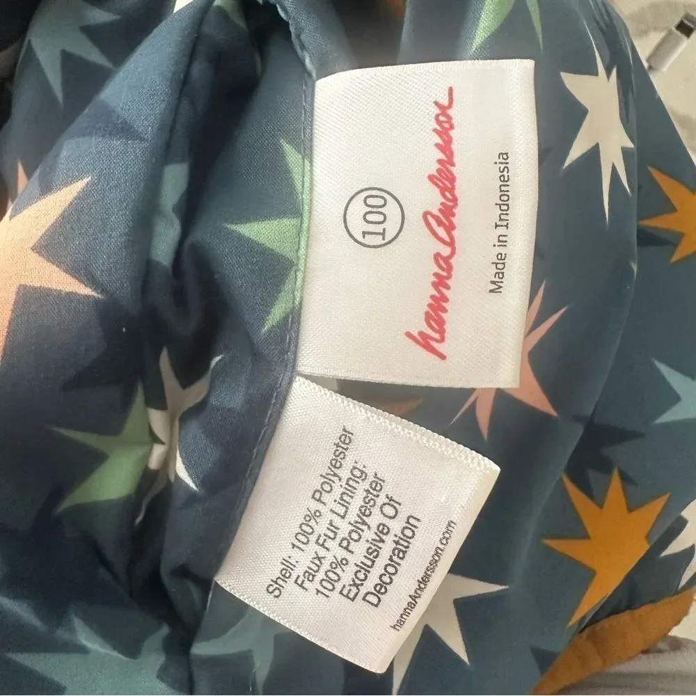 Hanna Andersson Reversible hooded Jacket Stars & Faux Fur size 4 / 100